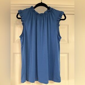 Adrianna Papell Blue Ruffle Sleeve Blouse